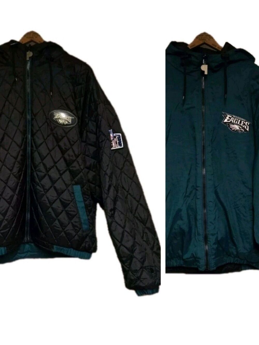 VTG Philadelphia Eagles Reversible Puffer Jacket XL Pro Player RARE READ